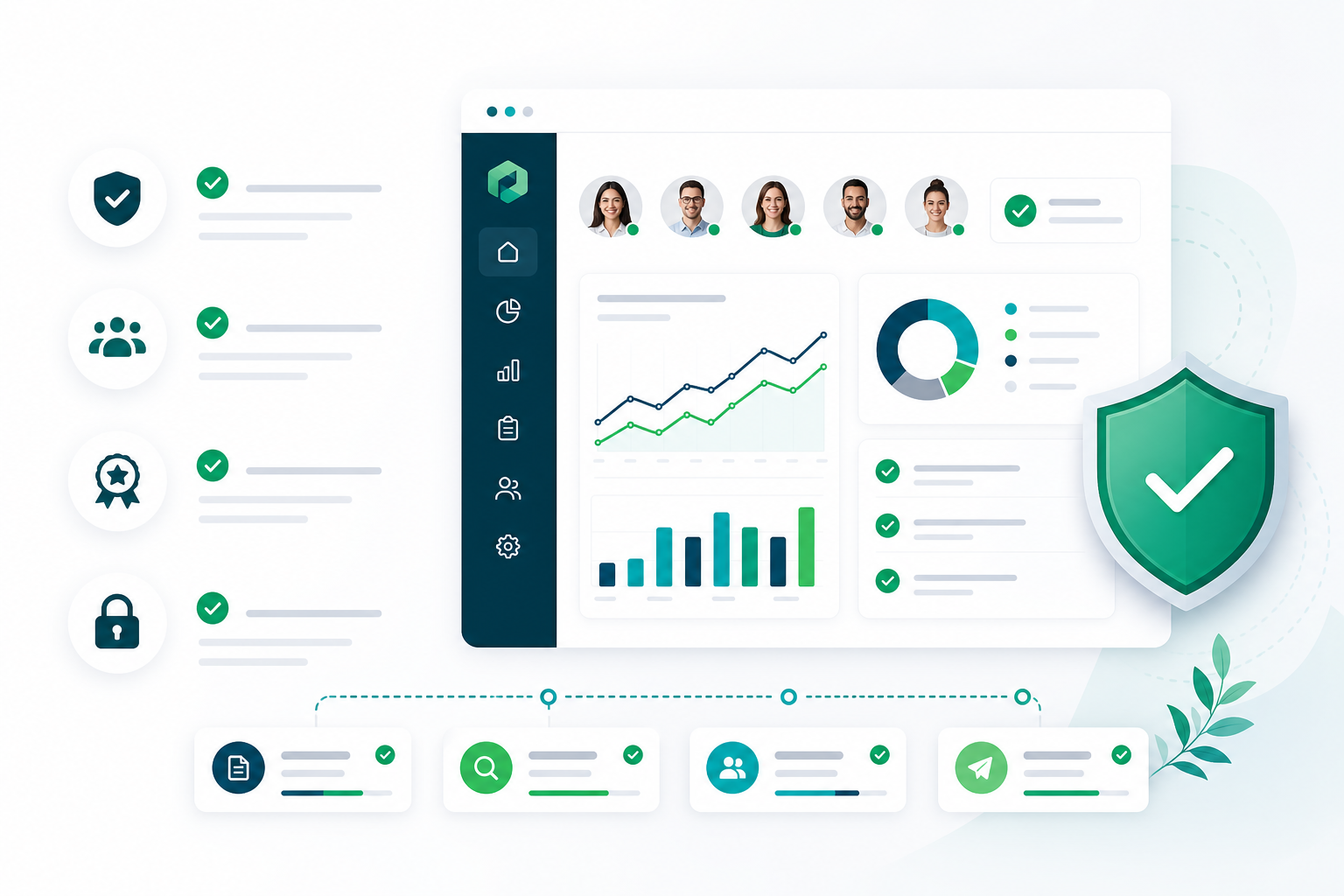 VirtualRep trust dashboard showing QA checks, reporting, and delivery visibility